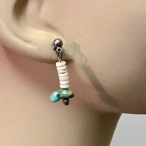 Turquoise Earrings, Heishe, Vintage Earrings, Boho, Bohemian, Southwestern